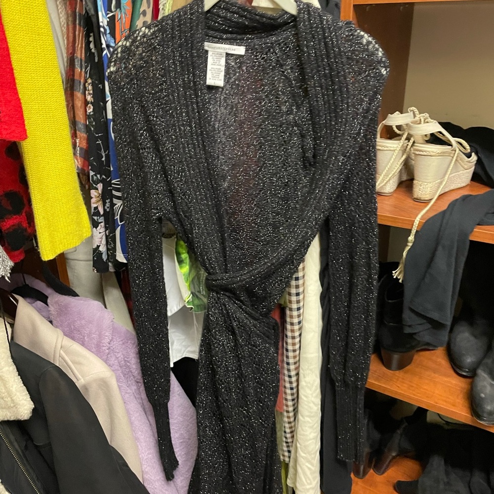 DVF metallic wrap overlay sweater size L
